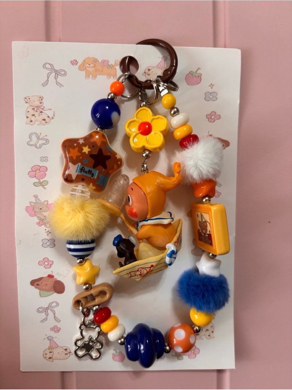 Kids Plush Charm Keychain - Yellow & Blue Cute Sailor Character